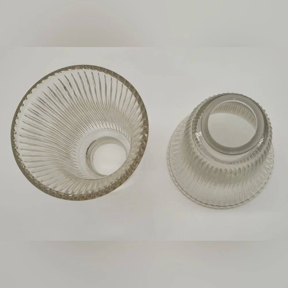 Vintage Holophane Style Ribbed Glass Light Shades - a Pair​​​